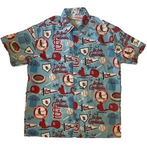 MLB St Louis Cardinals Baseball 11 Time World Champions Shirt Button Front Sz XL